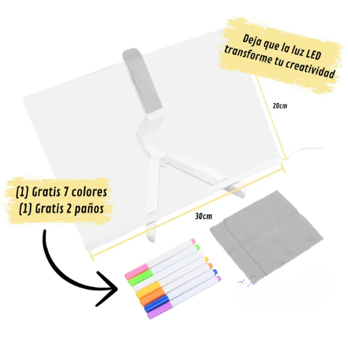 PIZARRA LED MAGICA + 7 PLUMOS NEON.