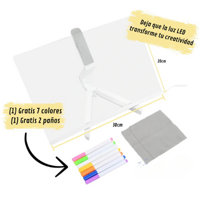 PIZARRA LED MAGICA + 7 PLUMOS NEON.