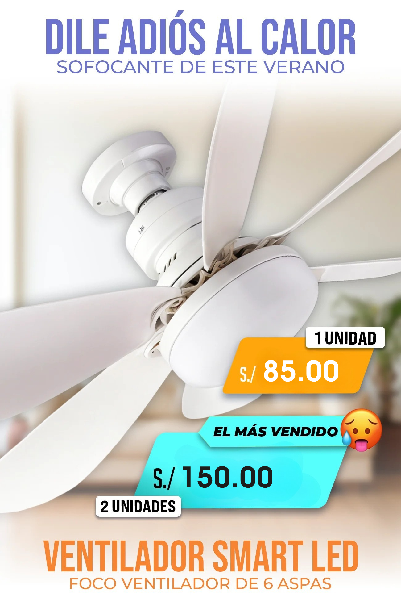 FOCO VENTILADOR AHORRADOR DE 6 ASPAS