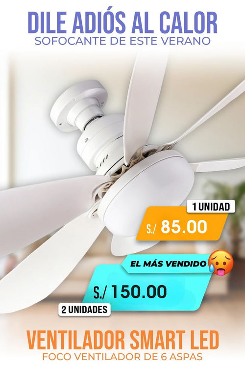 FOCO VENTILADOR AHORRADOR DE 6 ASPAS