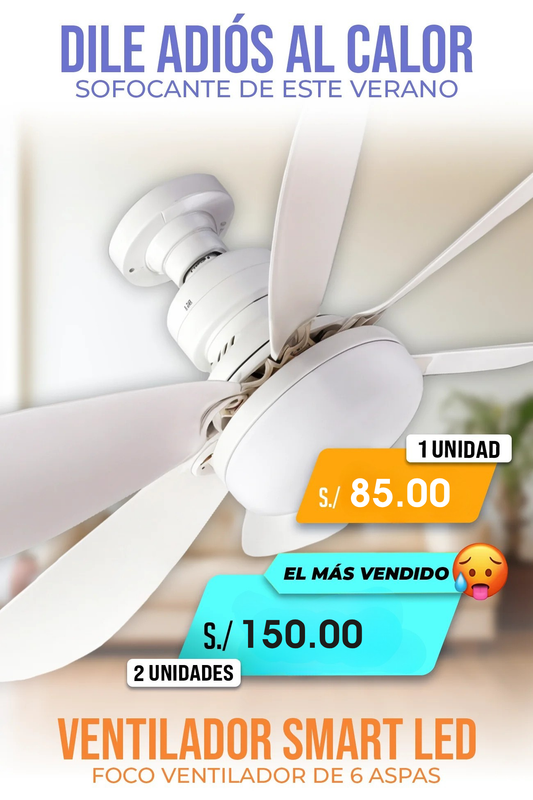 FOCO VENTILADOR AHORRADOR DE 6 ASPAS