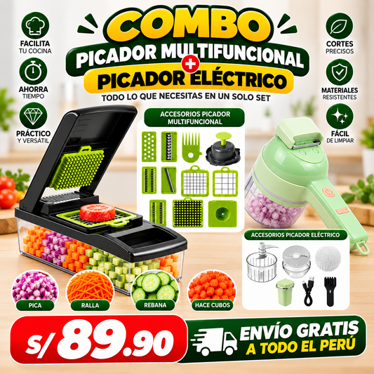 COMBO COCINA (PICADOR MULTIFUNCIONAL + PICADOR ELECTRICO)