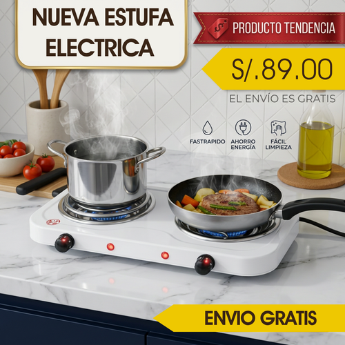 ESTUFA  ELÉCTRICA PORTATIL DE 2 HORNILLAS