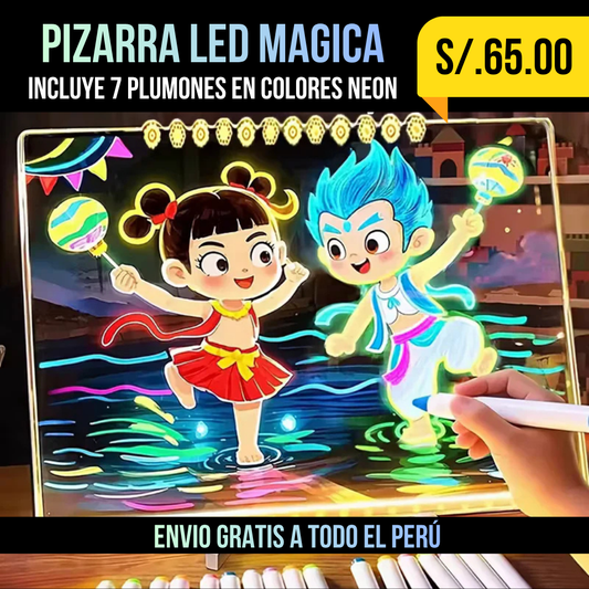 PIZARRA LED MAGICA + 7 PLUMOS NEON.