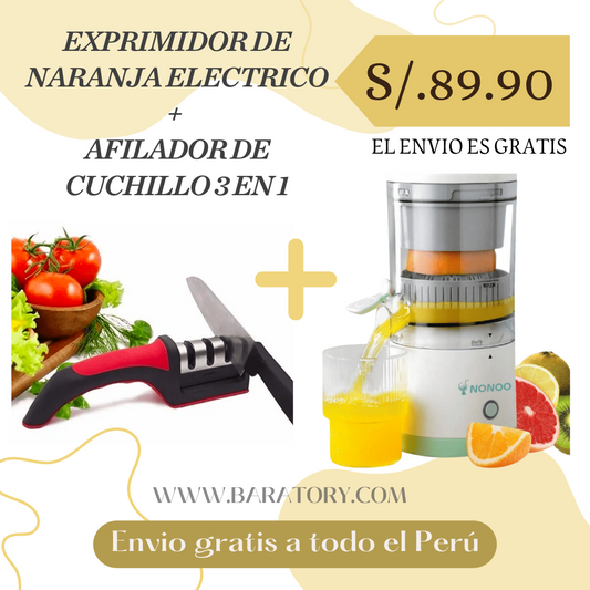 COMBO NARANJITA (EXPRIMIDOR DE FRUTAS + AFILADOR)