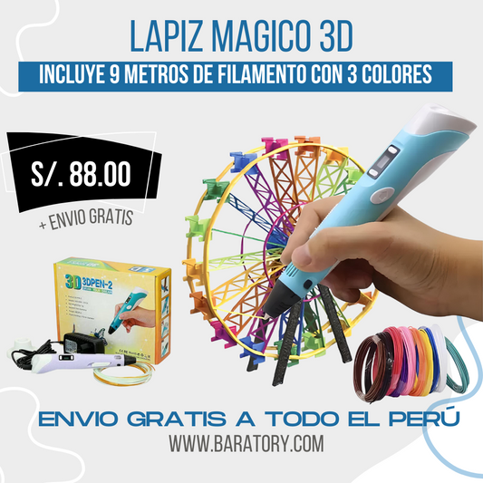 LAPIZ 3D + 9 METROS DE FILAMENTO